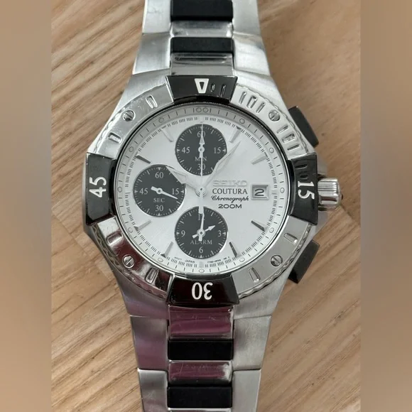 Seiko Coutura Chronograph Rare Vintage Men’s Watch 200M Stainless Bracelet Dial